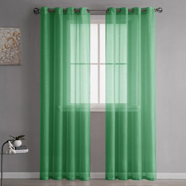 Luxe Grass Green Sheer Voile Curtain 1