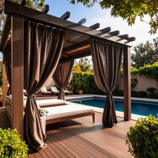Malibu Waterproof Blackout Twill Dark Brown Outdoor Curtain