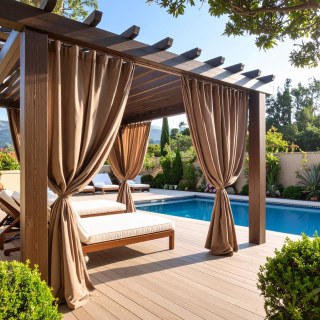Malibu Waterproof Blackout Twill Light Brown Outdoor Curtain