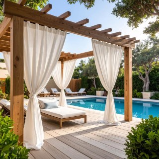 Malibu Waterproof Blackout Twill White Outdoor Curtain