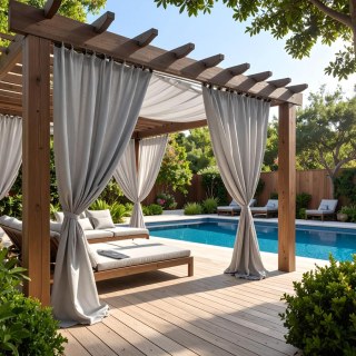 Malibu Waterproof Triple Weave Twill Blackout Light Grey Outdoor Curtain 1