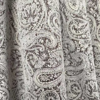 Midnight Paisley Dark Brown Floral Chenille Curtain