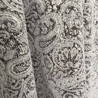 Midnight Paisley Dark Brown Floral Chenille Curtain 2