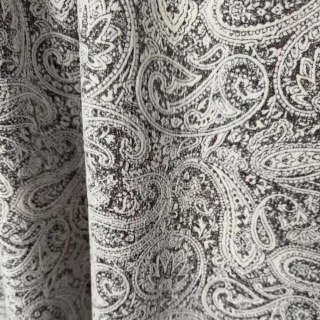 Midnight Paisley Dark Brown Floral Chenille Curtain 3