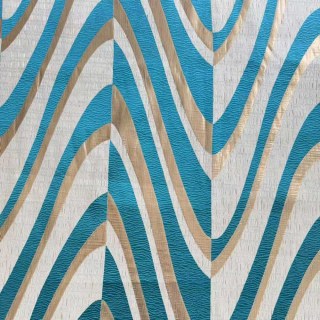 Ocean Wave Elegance Teal and Gold Art Deco Geometric Curtains 5