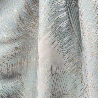 Palm Elegance Pastel Blue and Gold Tropical Curtains 2