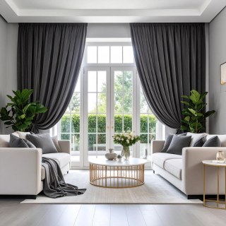 Premium Dark Charcoal Velvet Curtain