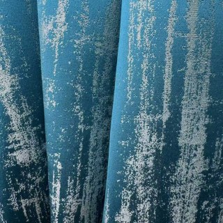 Rustic Rainfall Abstract Textured Teal Curtains