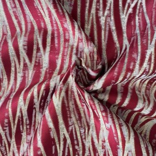 Woven Drift Abstract Geometric Burgundy Wine Red Curtain with Metallic Gold Accents