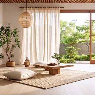 Zen Garden Pure Flax Linen Ivory White Voile Curtain 2