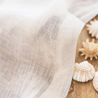 Zen Garden Pure Flax Linen Ivory White Voile Curtain 5