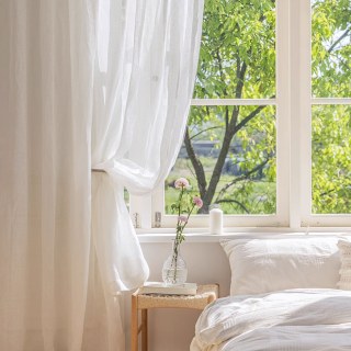 Zen Garden Pure Flax Linen Ivory White Voile Curtain 3