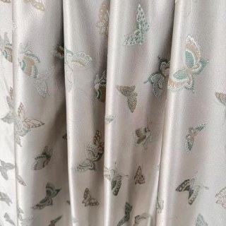 Butterfly Ballet Cream Embroidered Satiny Floral Curtain 2
