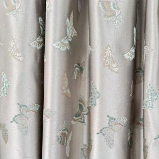 Butterfly Ballet Cream Embroidered Satiny Floral Curtain