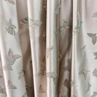 Butterfly Ballet Cream Embroidered Satiny Floral Curtain 3