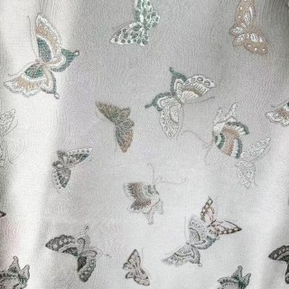 Butterfly Ballet Cream Embroidered Satiny Floral Curtain 5