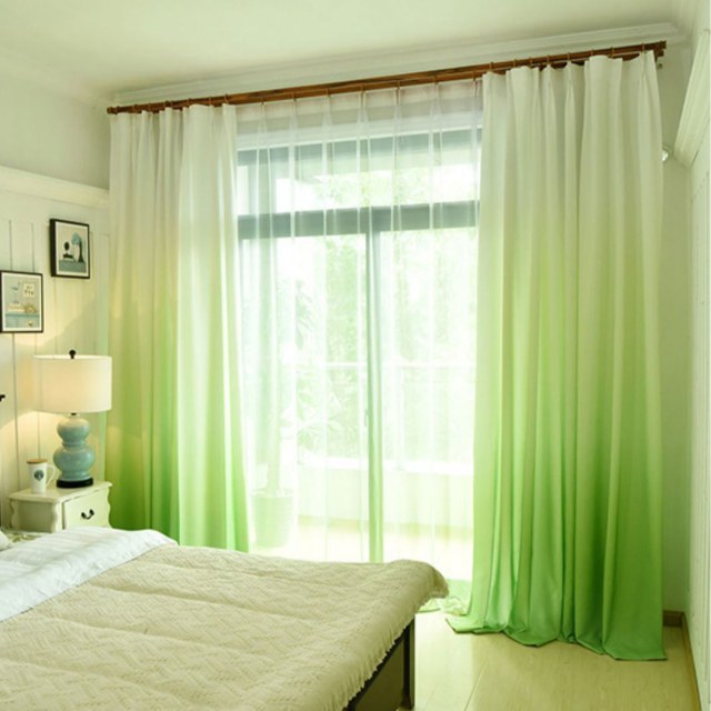 Candy Land Linen Style Green Ombre Curtain 1
