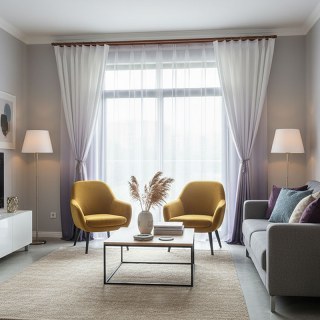 Candy Land Linen Style Grey Ombre Curtain 2