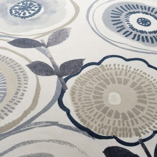 Circle Dance Multicolor Blue Grey Mid Century Modern Floral Curtain 4