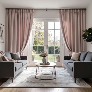Double Plush Blush Pink Chenille Blackout Curtain 2