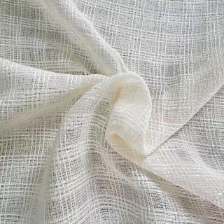 Ethereal Grid Cream Linen Style Voile Curtain 6