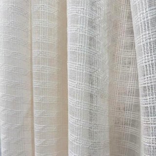 Ethereal Grid Cream Linen Style Voile Curtain 2