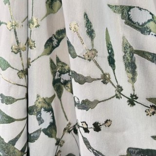 In The Woods Luxury Jacquard Green Leaves Curtain with Gold Details 2