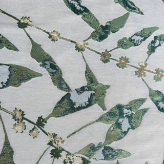 In The Woods Luxury Jacquard Green Leaves Curtain with Gold Details 5