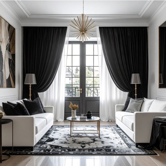 Midnight Obsidian Premium Black Velvet Curtain 1