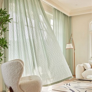 Ripple Wave Tweed Inspired Mint Green Glittery Voile Curtain