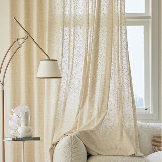 Ripple Wave Tweed Inspired Mocha Brown Glittery Voile Curtain
