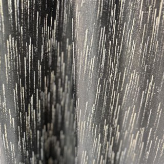 Silver Stream Black Curtain with Shimmering Metallic Stripes