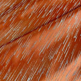 Silver Stream Orange Curtain with Shimmering Metallic Stripes 4