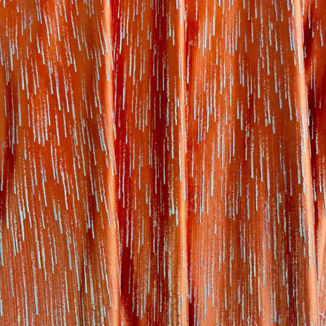 Silver Stream Orange Curtain with Shimmering Metallic Stripes 1