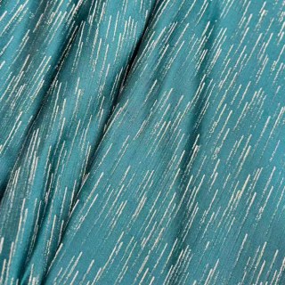 Silver Stream Teal Curtain with Shimmering Metallic Stripes 2