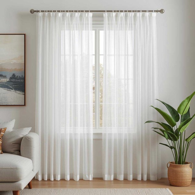Notting Hill White Luxury Voile Curtain 1