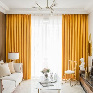 Lustrous Yellow Velvet Curtains