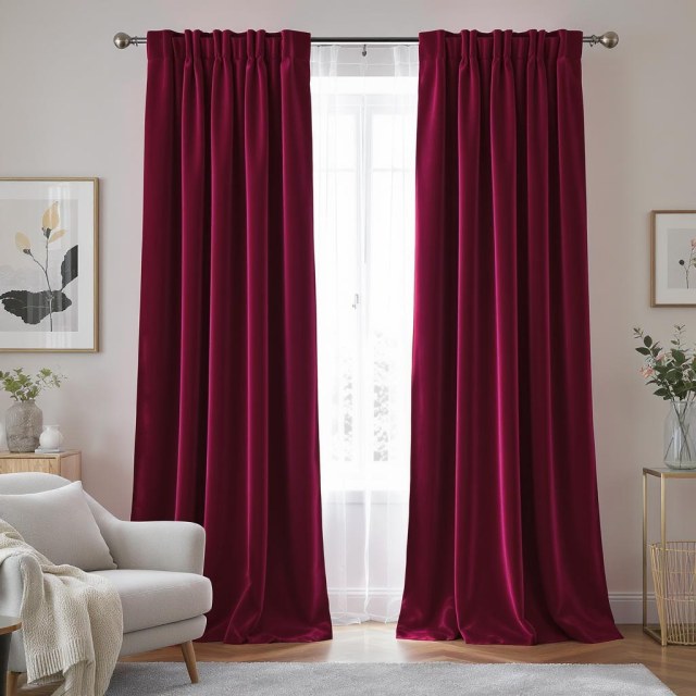 Matte Majesty Burgundy Wine Red 100% Blackout Velvet Curtain 1