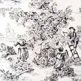 Amour Pastorale Black Toile de Jour Chenille Curtains