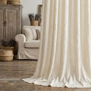 Crushed Drift Cream Linen Style Crinkle Voile Curtain