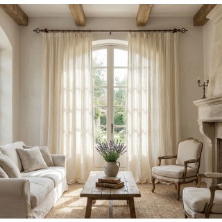 Crushed Drift Cream Linen Style Crinkle Voile Curtain 3