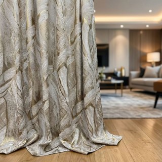 Dreamscape Luxury Jacquard Abstract Cream and Gold Curtains