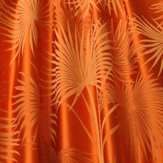 Fan Palm Silhouette Orange Tropical Leaves Curtain 2