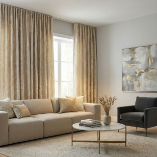 Gilded Marble Luxury 3D Jacquard Mocha Cream Abstract Curtain 3