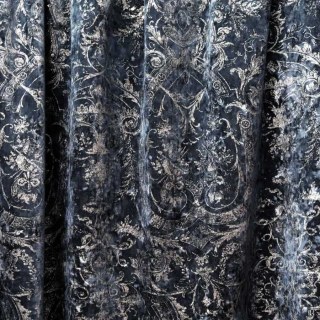 Heritage Luxury Blue Gilded Damask Velvet Curtain 4