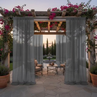 Laguna Outdoor Waterproof Dark Grey Voile Curtain