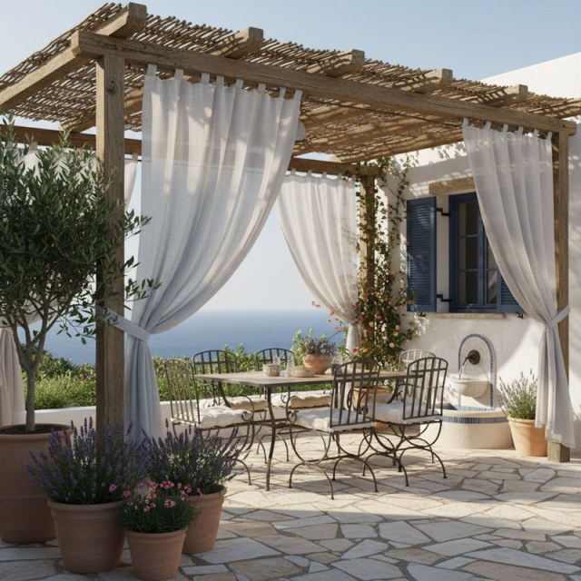 Laguna Outdoor Waterproof Light Grey Voile Curtain 1