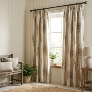 Lavender Elegance Luxury Jacquard Cream Gold Floral Curtains 2