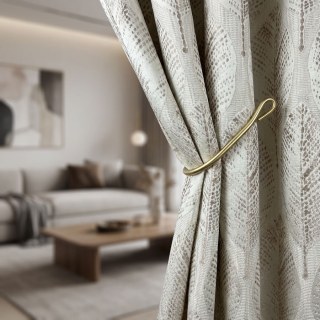 Leaf Dance Luxury Jacquard Cream and Brown Floral Curtains 2