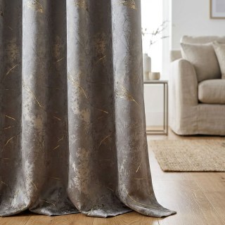 Lunar Gold Luxury Jacquard Abstract Grey Floral Curtain 2